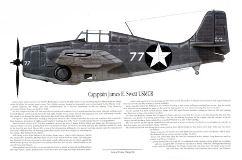 "F4F Marine Ace James Swett" - Ernie Boyette - World War II Aviation Art